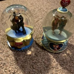 I Love Lucy snow globe musical lot of 2 San francisco music box company besties